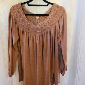 Kori America Off the Shoulder Light Brown Knit Top Sz Med